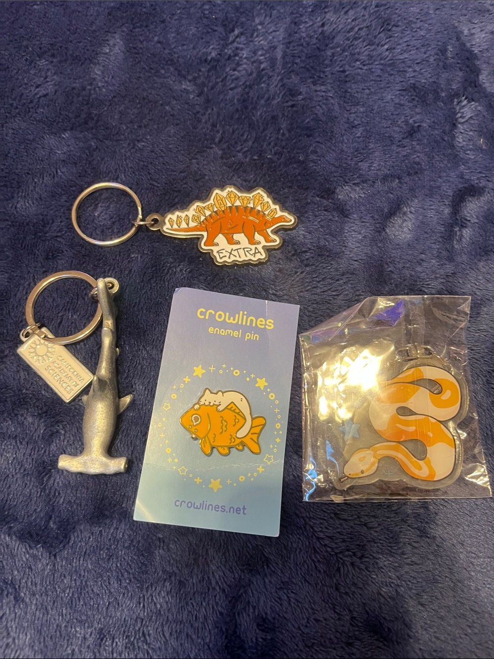Orange Enamel Fish Pin & Keychain Set - Kids Toys